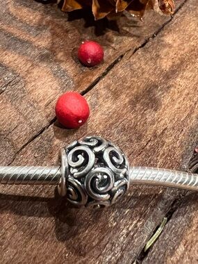 Authentic Pandora Charm Ocean Breeze OpenWorks Swirl Bead Sterling Silver